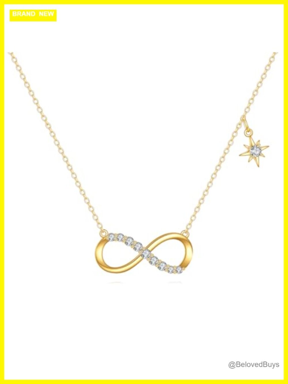 14k Gold Lab Grown Diamond North Star Infinity Necklace 18in